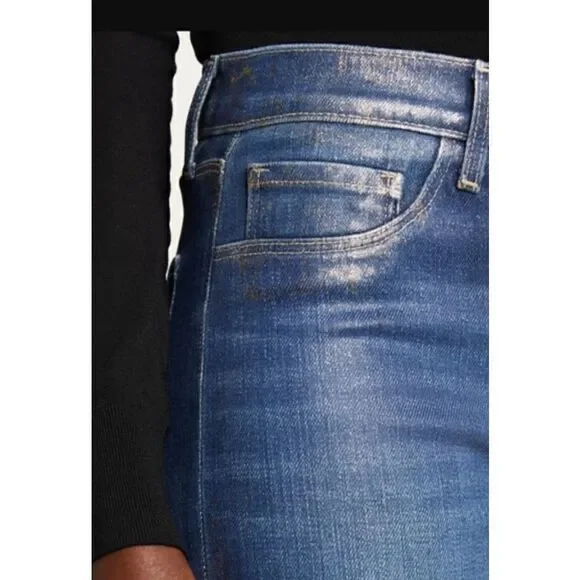 L'Agence El Matador French Slim in Fremont Gold Glitter Coated Ankle Jeans NWt S - Picture 2 of 8